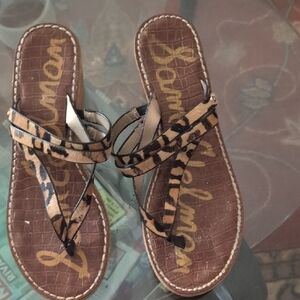Sam Edelman Animal Print Sandals with Black Straps